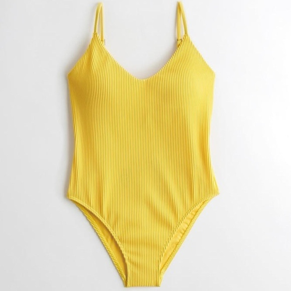 Hollister Sunshine ribbed one-piece‎ Yellow Swimwear XS